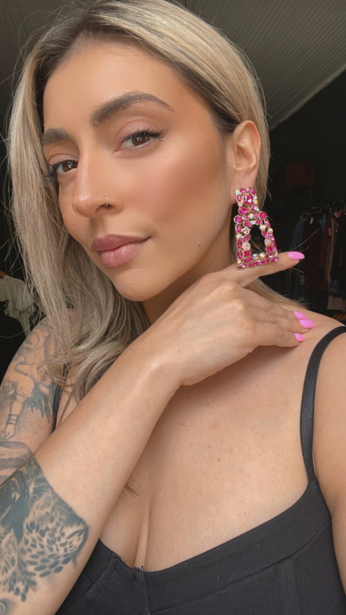 Pink crystal geometric
