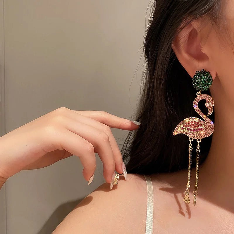 Crystal pink garza earrings