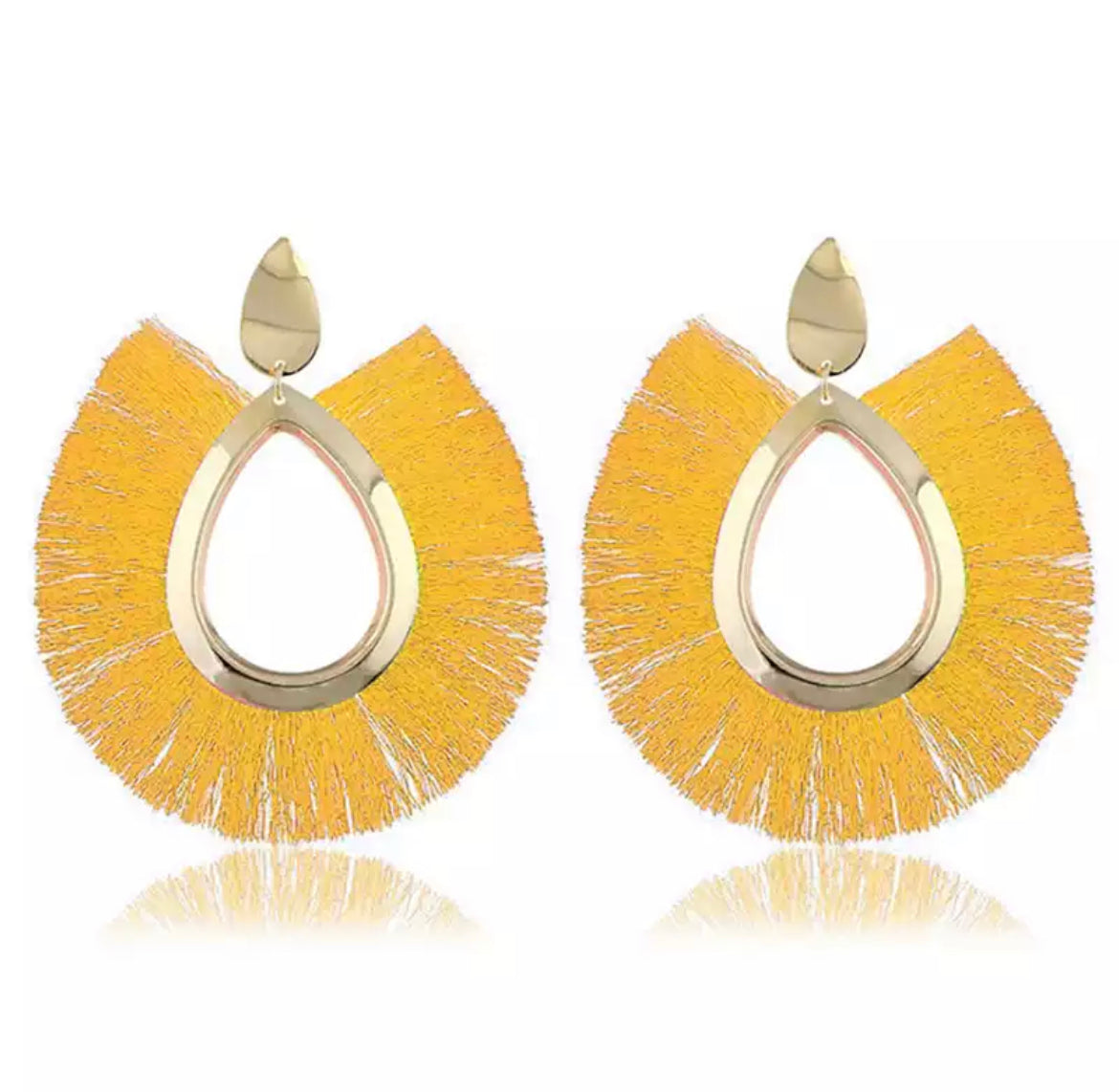 Yellow tassel earrings