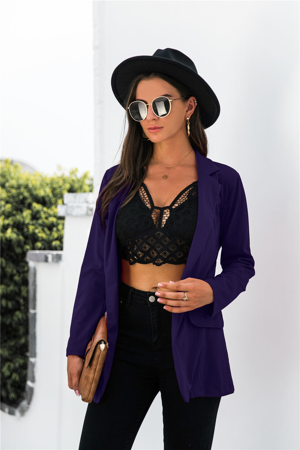 Solid Pocketed Blazer