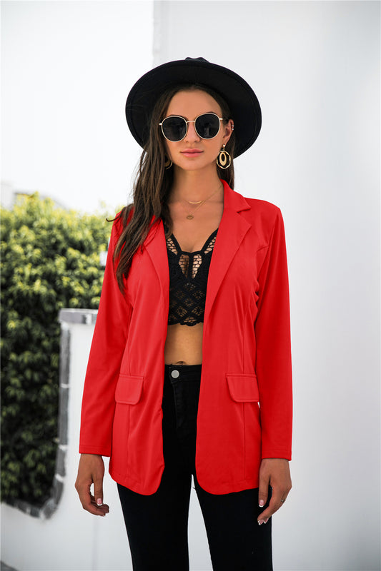 Solid Pocketed Blazer