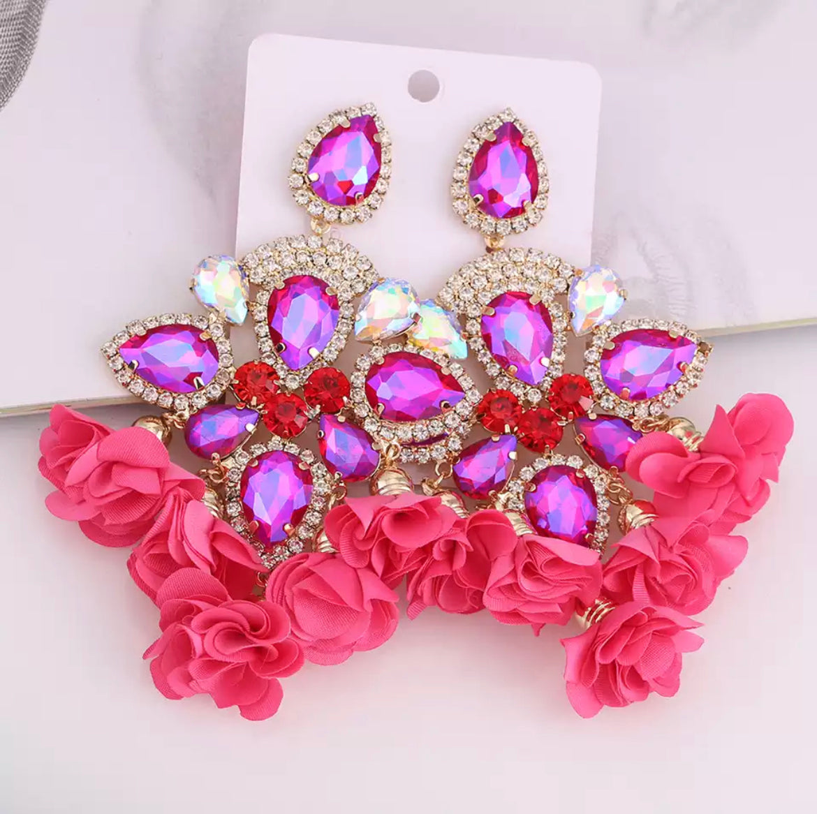 Pink clip on earrings
