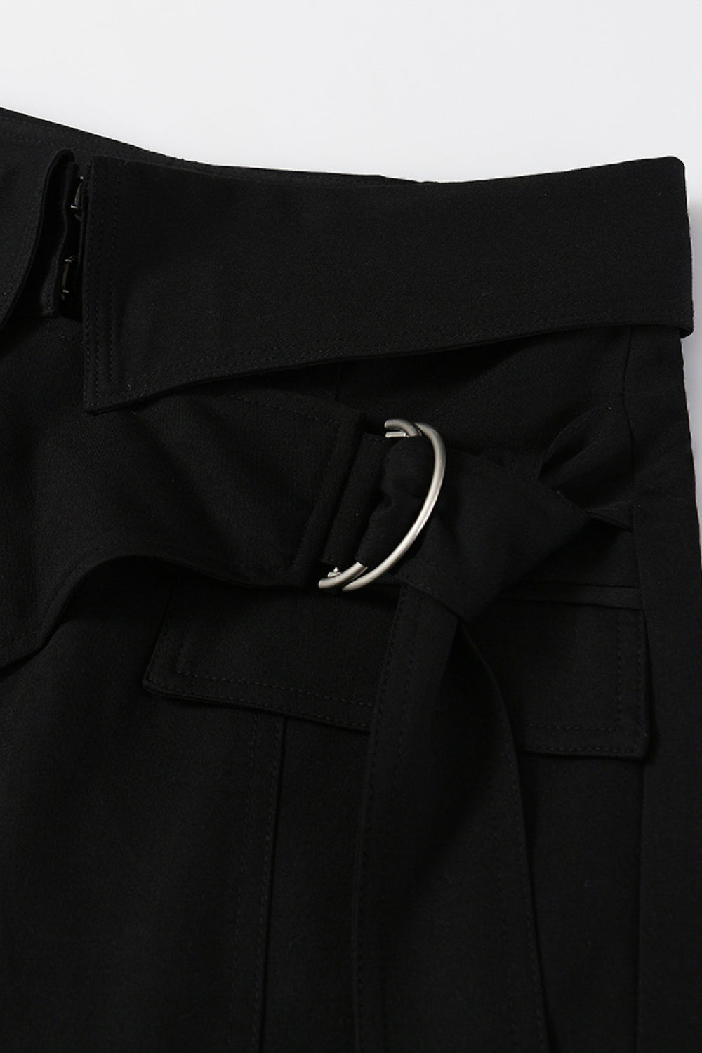 Asymmetrical Double-Ring Belt Lined Skirt